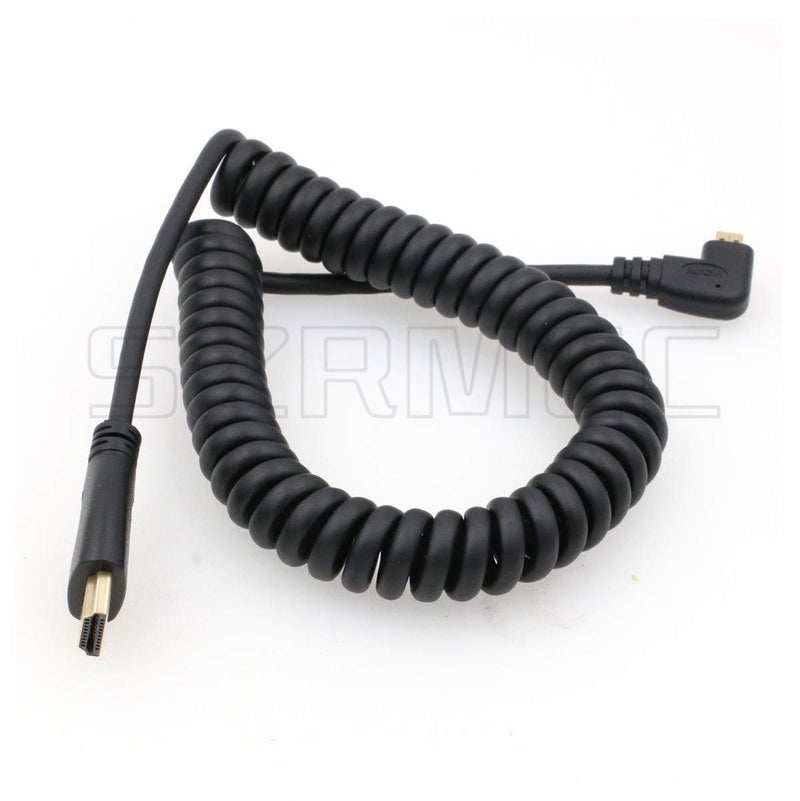 SZRMCC Left Angled Micro HDMI to HDMI High Speed Coiled Cable for Tablet Canon Sony DSLR Camera ATOMOS Monitor - Image 4